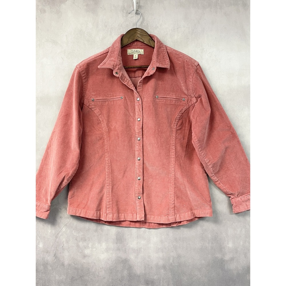 Cabelas Womens Corduroy Snap Front Shirt XL Stretch Outdoor Cabin Ranch Western